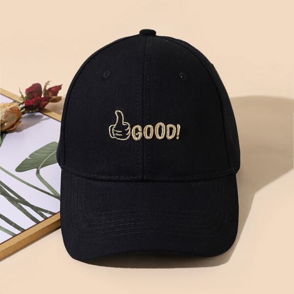 

Letter Embroidery Baseball Cap, Black