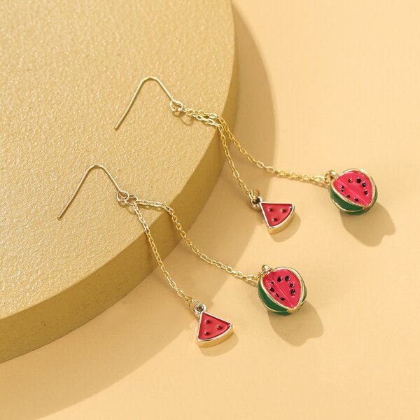

Watermelon Decor Drop Earrings, Multicolor