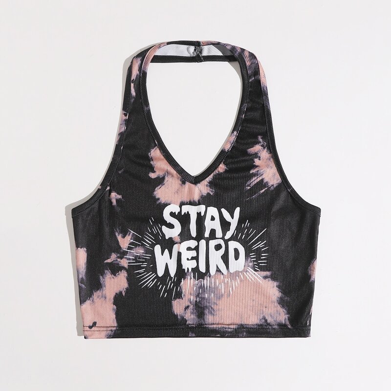 

Letter Tie Dye Halter Top, Multicolor