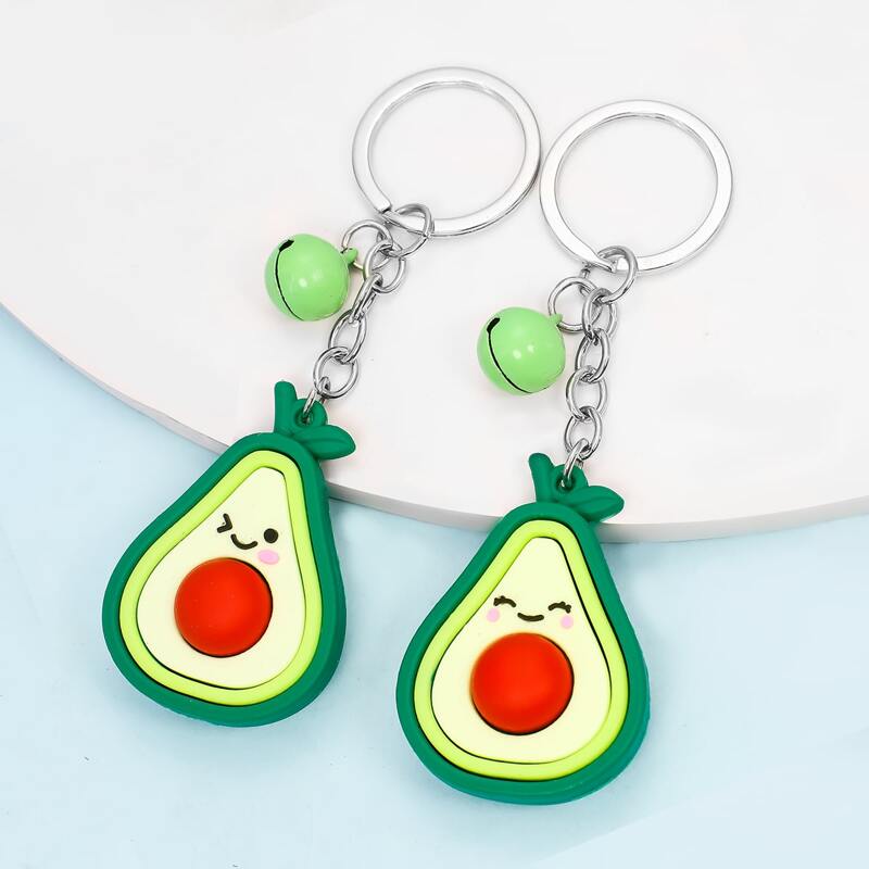 

2pcs Cartoon Avocado Pendant Keychain, Green