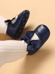 Baby Boy Bow Decor Flats