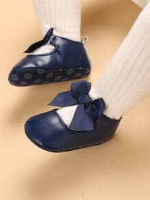 Baby Boy Bow Decor Flats