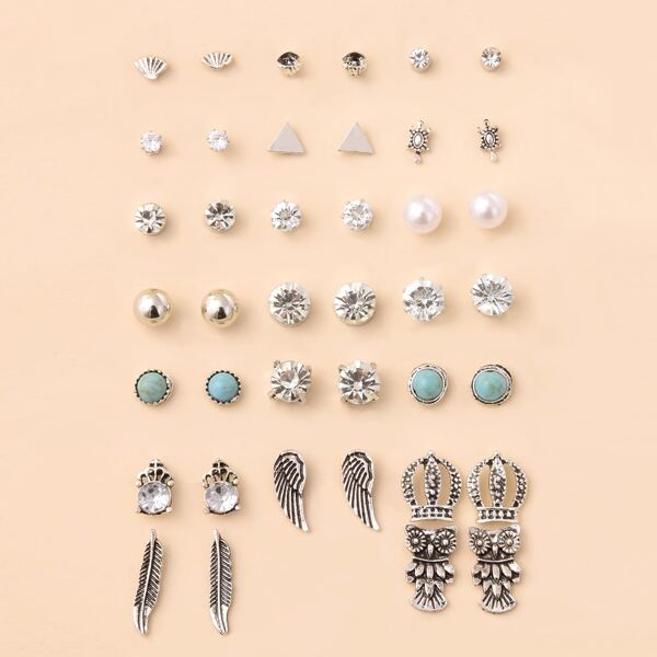 

20pairs Faux Pearl Stud Earrings, Multicolor