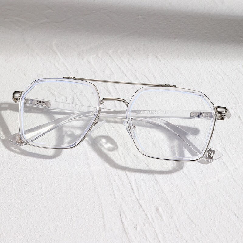 

Guys Square Frame Eyeglasses, Silver