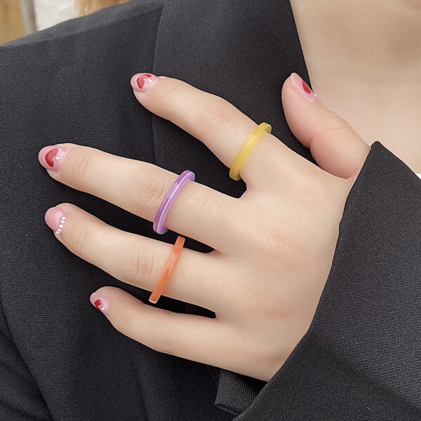 

3pcs Resin Ring, Multicolor