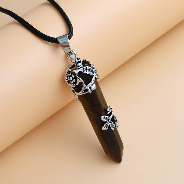 

Geo Stone Charm Necklace, Brown