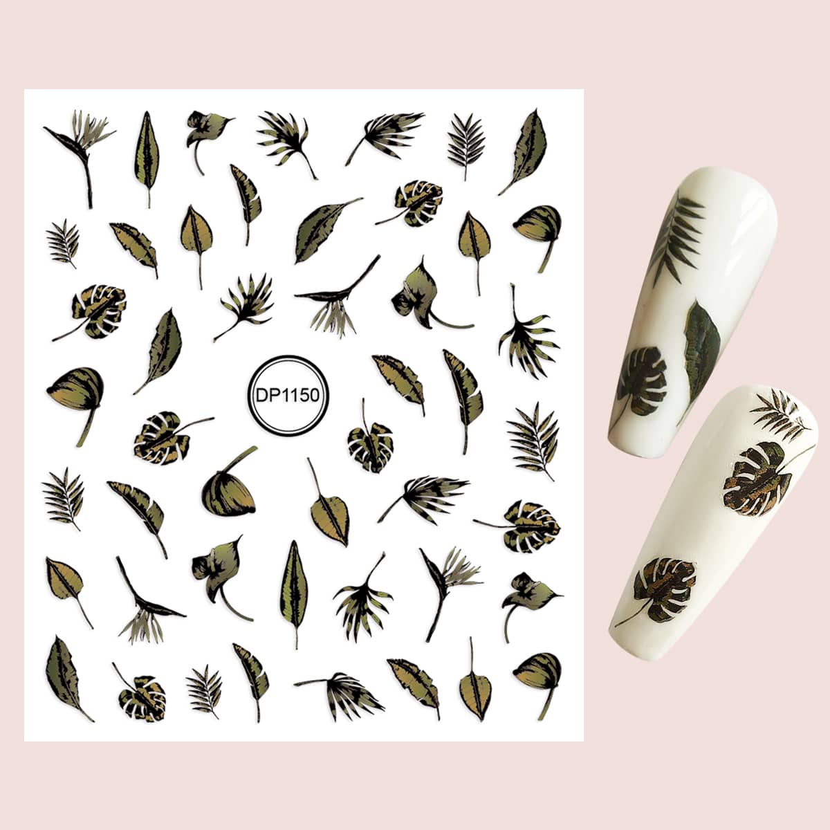 

1sheet Leaf Pattern Nail Art Sticker, Multicolor