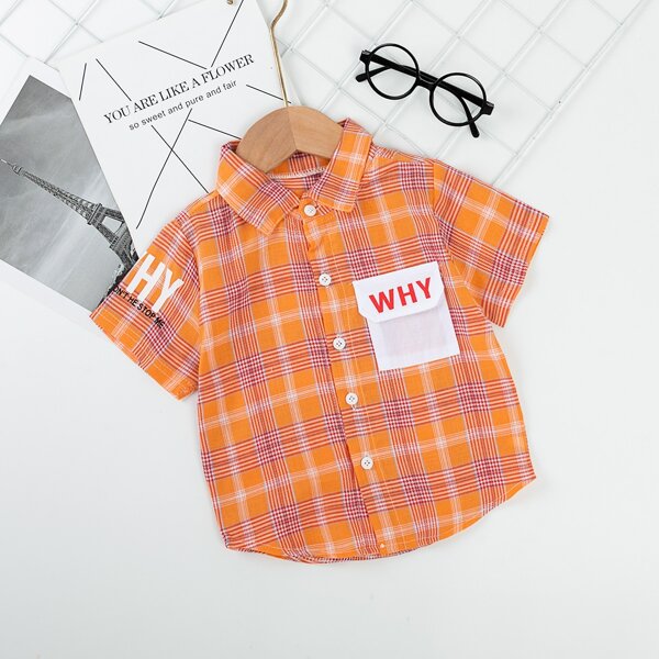 

Toddler Boys Letter & Plaid Shirt, Multicolor