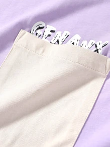 Camiseta De Hombro Caído Y Gráfico De Letras Para Hombre - Lila Púrpura - Ver 3