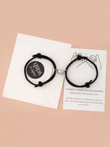 2 chiếc vòng đeo tay cặp đôi với các chi tiết từ tính - màu đen - Xem 1