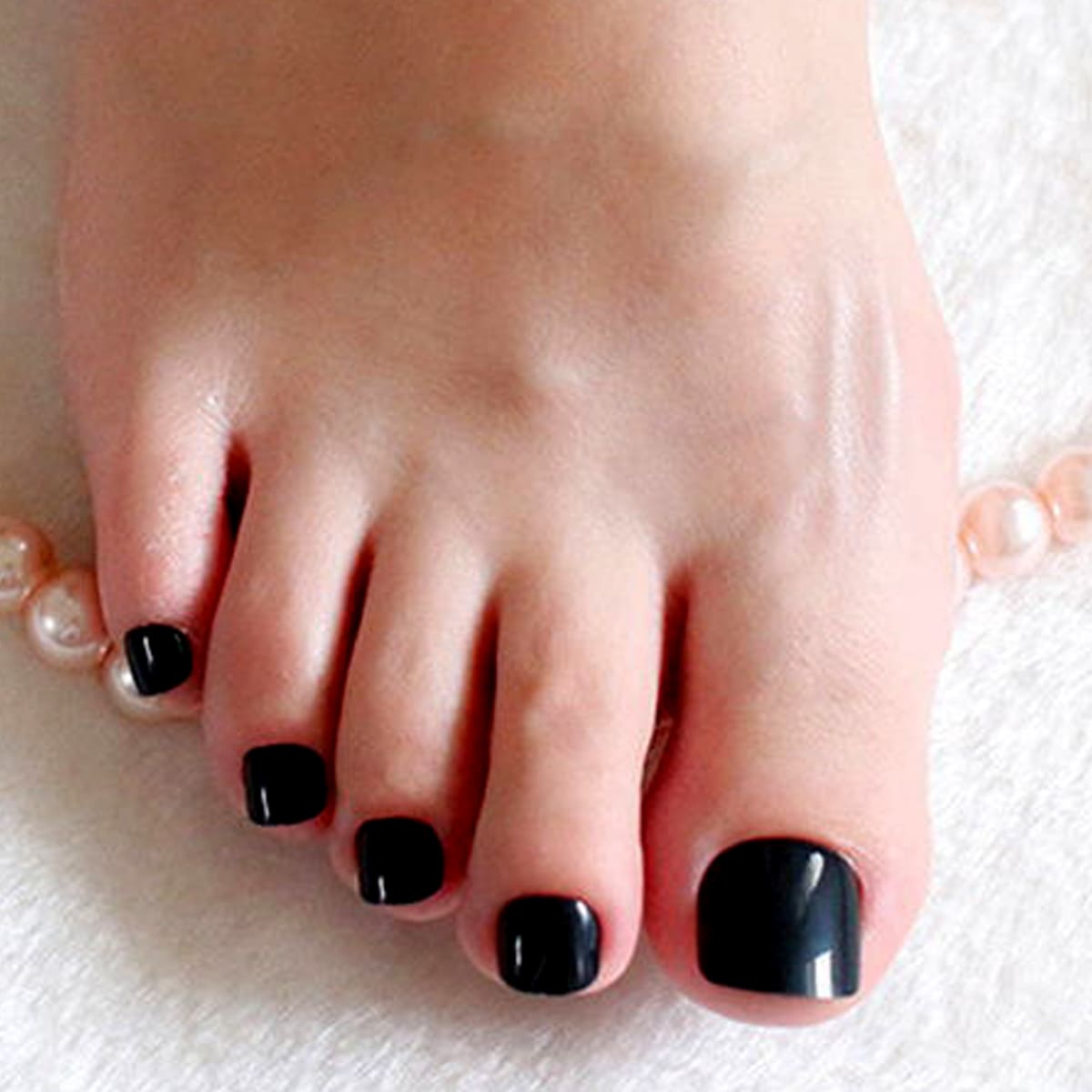 

24pcs Fake Toenail & 1sheet Tape, Black