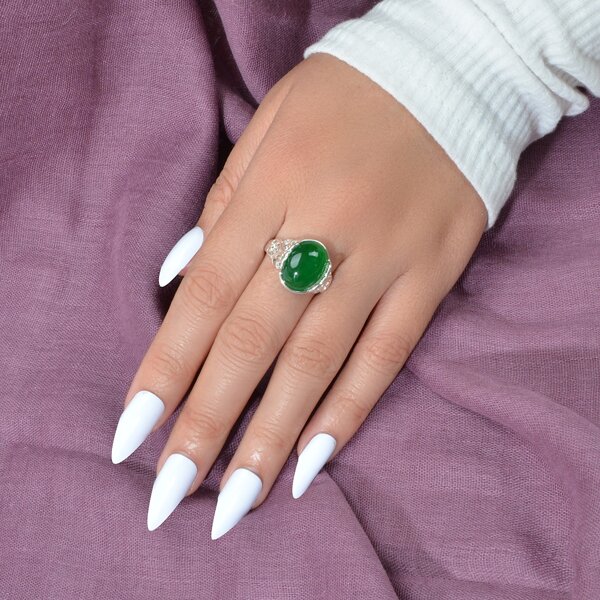 

Oval Detail Ring, Green