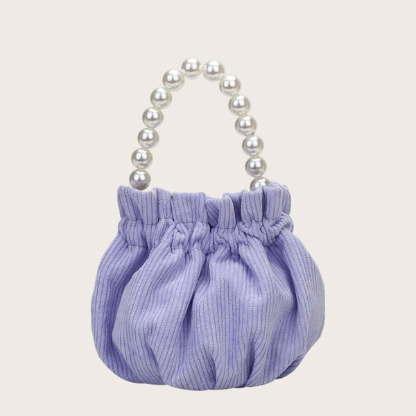 

Girls Faux Pearl Decor Ruched Bag, Purple