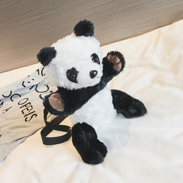 

Cartoon Panda Design Crossbody Bag, Black and white