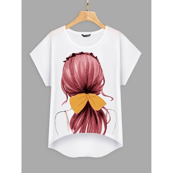 

Figure Graphic Batwing Sleeve Tee, White