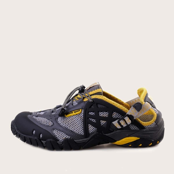 

Men Lace-up Front Mesh Panel Water Shoes, Black
