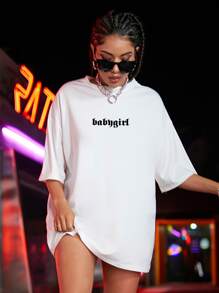 SHEIN Unity Áo thun oversize in chữ và bướm - trắng - Xem 4