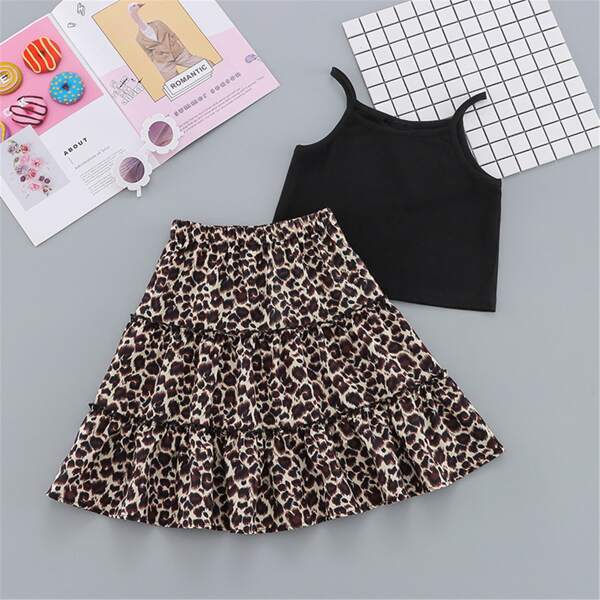 

Toddler Girls Crop Cami Top & Cheetah Print Skirt, Multicolor