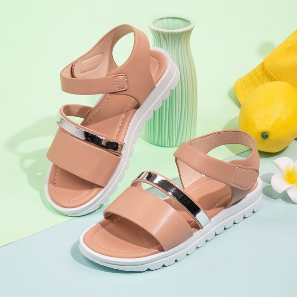 

Girls Metallic Velcro Strap Sandals, Pink