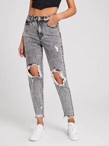 Quần jean Nút - Màu Xám nhạt - Xem 1