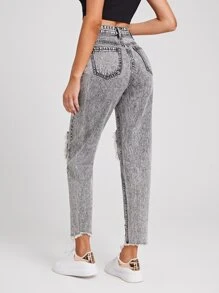 Quần jean Nút - Màu Xám nhạt - Xem 2