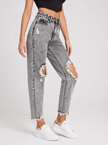 Quần jean Nút - Màu Xám nhạt - Xem 5