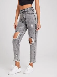 Quần jean Nút - Màu Xám nhạt - Xem 3