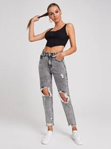 Quần jean Nút - Màu Xám nhạt - Xem 4