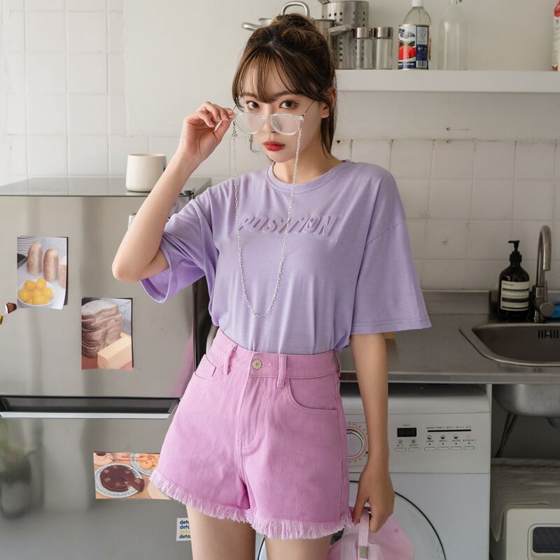 

Letter Graphic Drop Shoulder Tee, Lilac purple