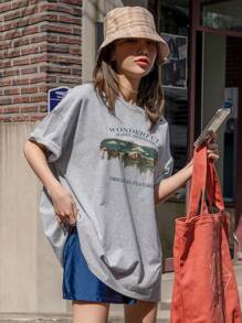 DAZY Áo thun Đồ họa Giải trí - Xám - Xem 1