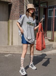 DAZY Áo thun Đồ họa Giải trí - Xám - Xem 4