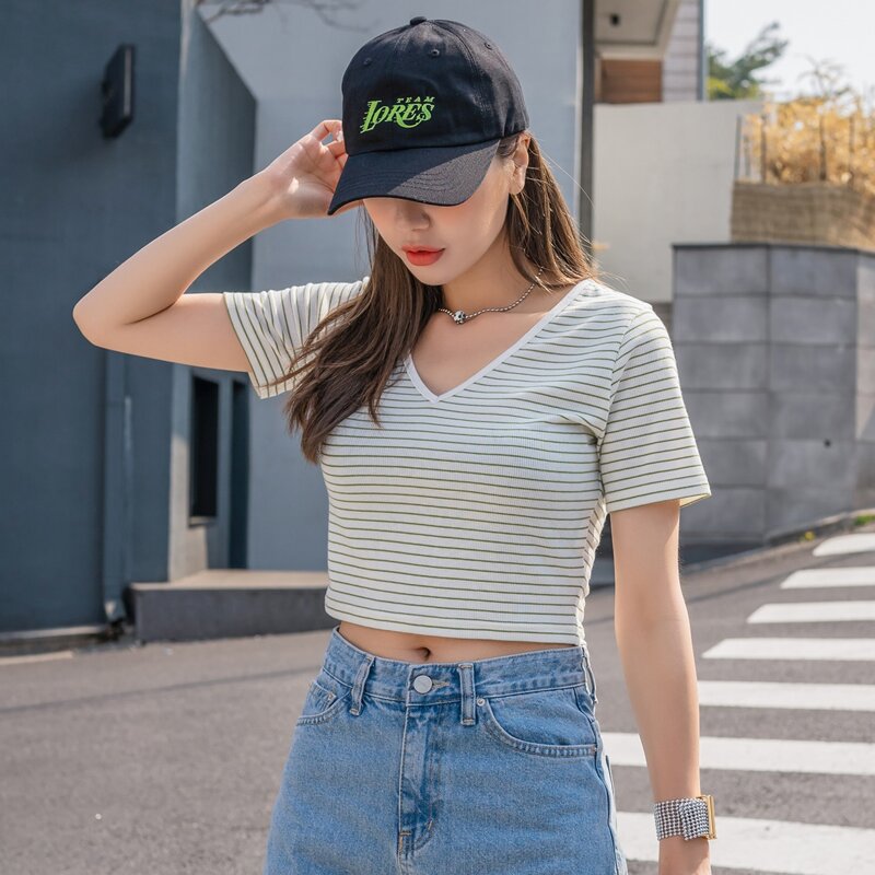 

Striped Print Crop Tee, Multicolor