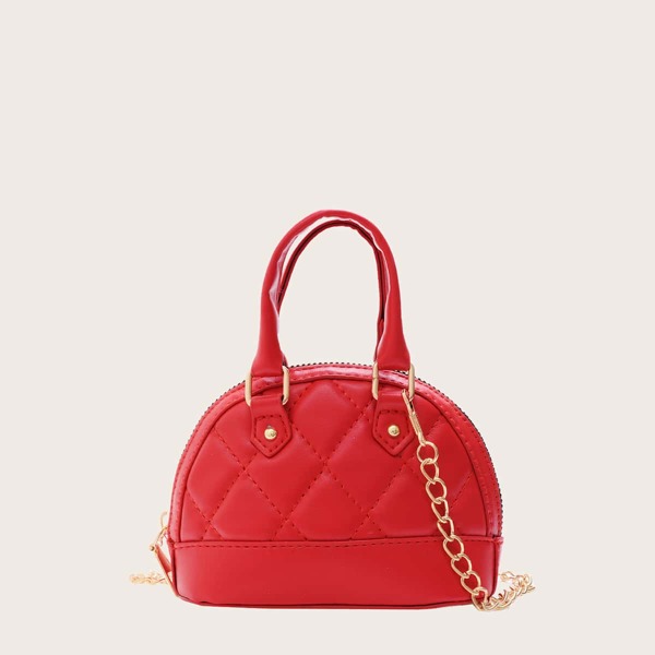 

Girls Quilted Chain Dome Bag, Red