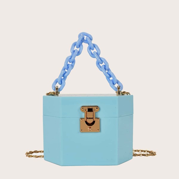 

Mini Chain Box Bag, Baby blue