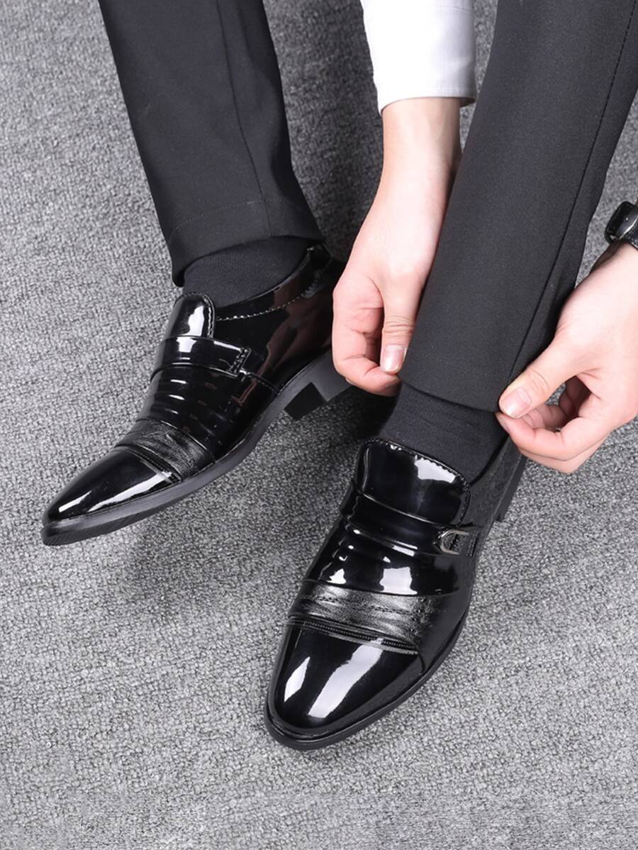 Men Patent Dress Shoes - Black - View 1