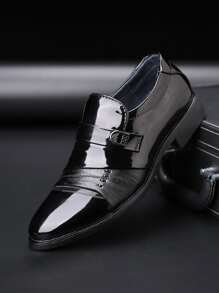 Men Patent Dress Shoes - Black - View 3