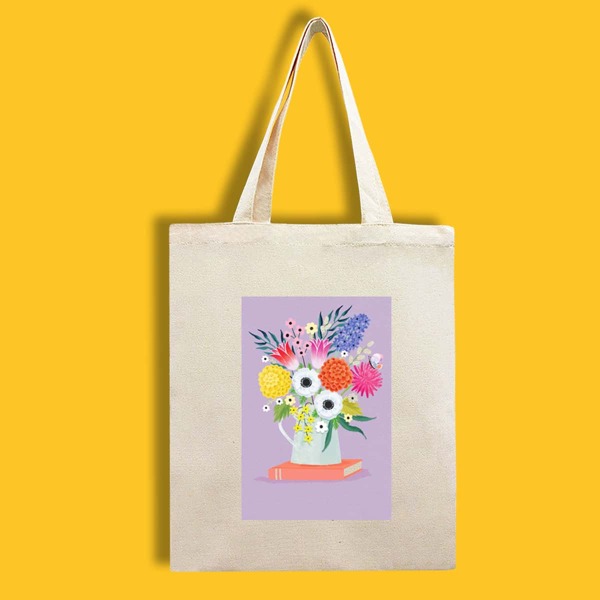 

Floral Graphic Shopper Bag, Beige