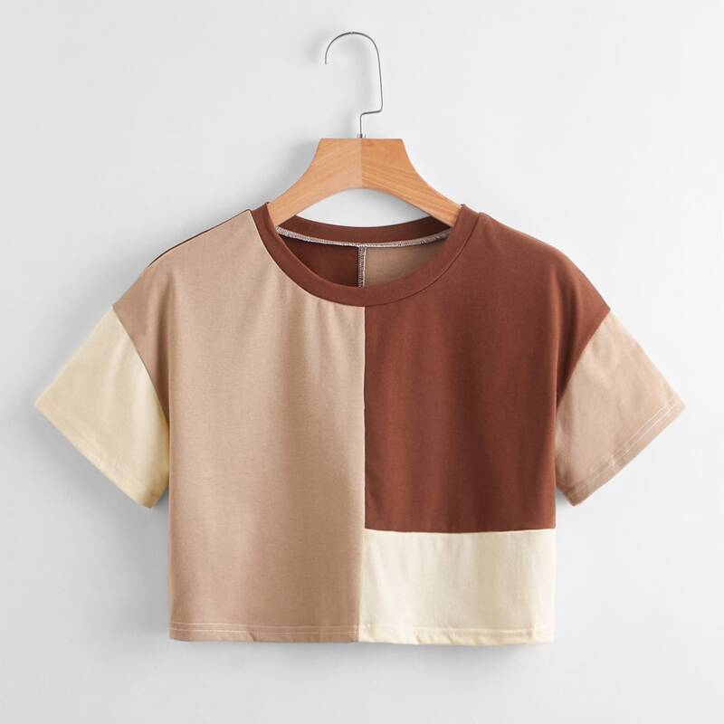 

Colorblock Crop Tee, Multicolor