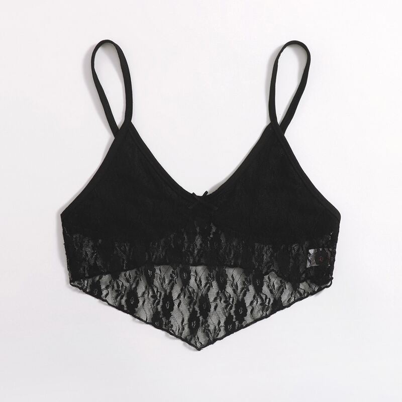

Contrast Lace Crop Cami, Black