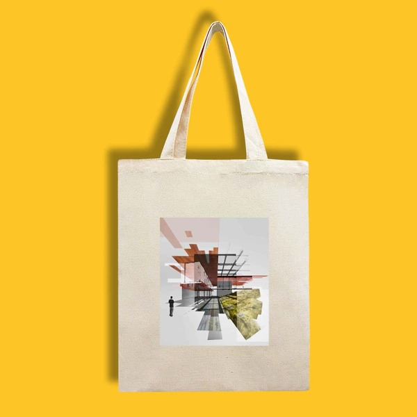 

Graphic Shopper Bag, Beige