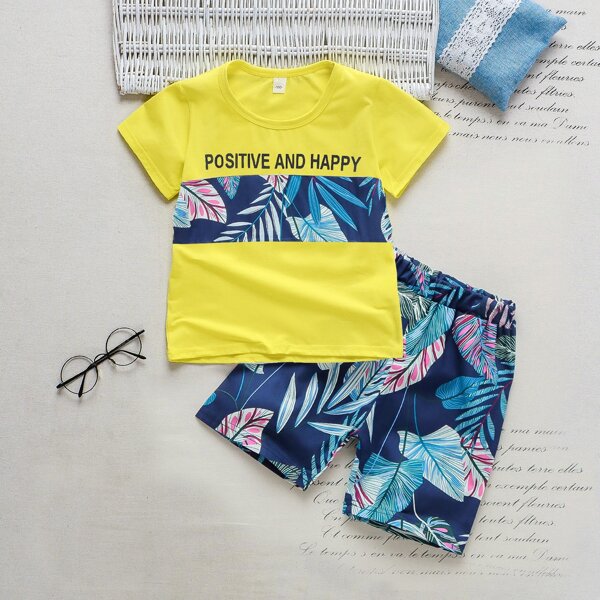 

Toddler Boys Letter & Tropical Print Tee & Shorts Set, Multicolor