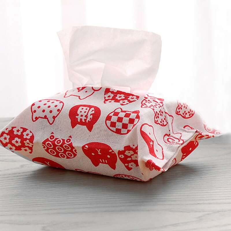 

Cartoon Graphic Tissue Storage Bag, Red and white