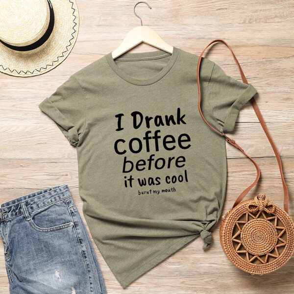 

Plus Slogan Graphic Crew Neck Tee, Army green