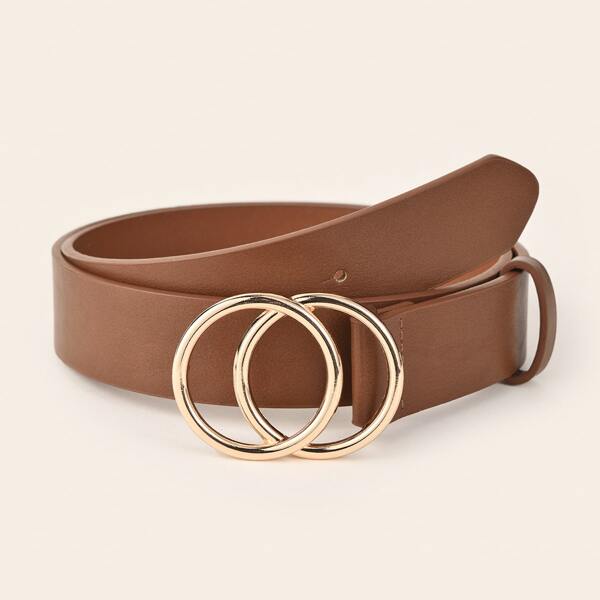 

140CM Plus Double O-ring Buckle Belt, Brown