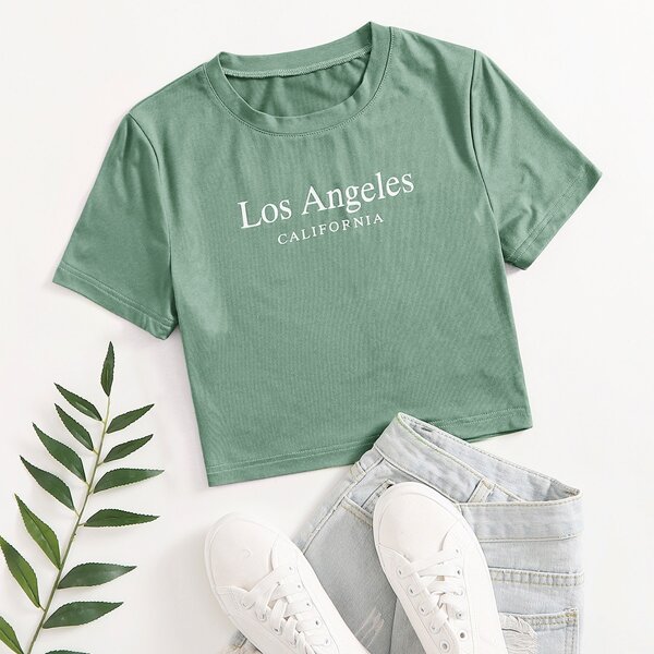 

Letter Graphic Tee, Mint green