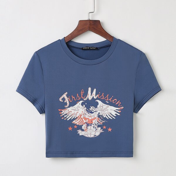 

Letter Graphic Tee, Navy blue