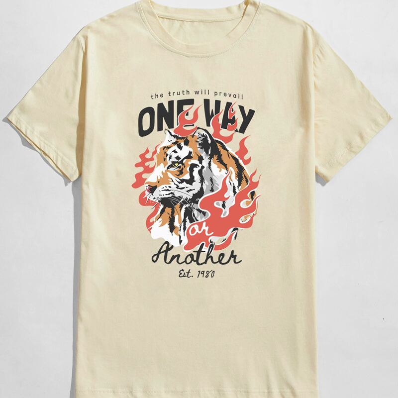 

Guys Letter Tiger Graphic Tee, Beige
