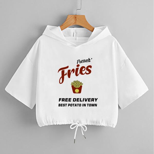 

Letter Graphic Drop Shoulder Hoodie, White