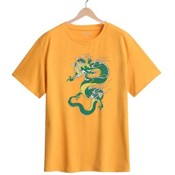 

Chinese Dragon Graphic Tee, Mustard yellow
