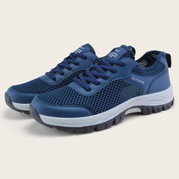 

Men Lace Up Front Breathable Sneakers, Blue
